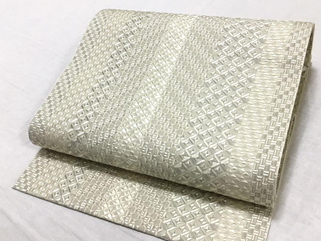 新品未仕立 夏物 博多帯 八寸 名古屋帯 紗よろけ縞 白々 仕立代込