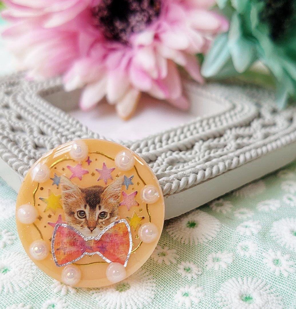 レジン 猫 ヘアゴム ポニーフック ブローチ No.564 アクセサリー(女性 